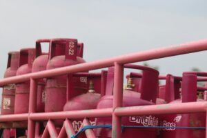 LPG plynová fľaša používaná v domácnosti na varenie na plynovom sporáku.